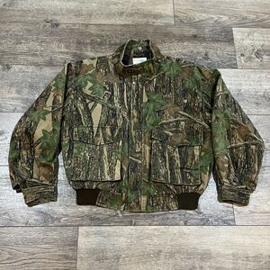 Vintage 80s Trophy Club Camo Bomber Hunting Jacket Realtree Style - Men’s Large